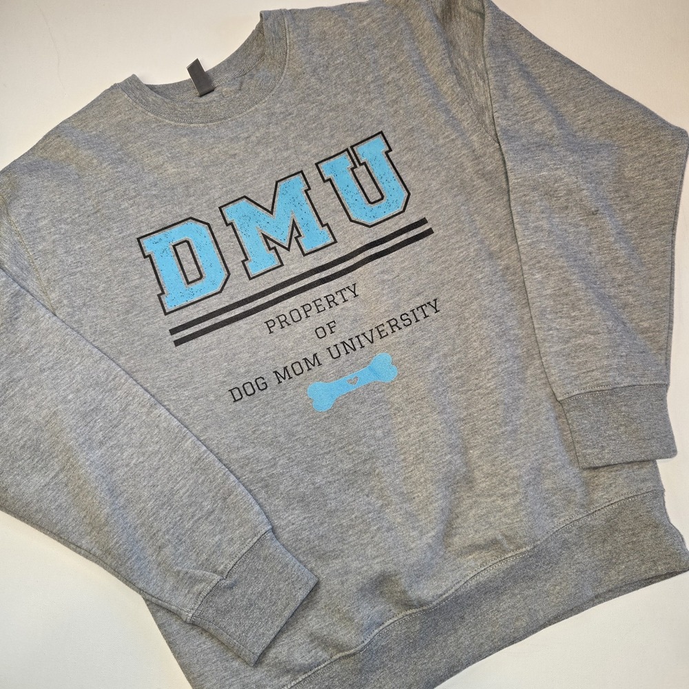 Dog Mom University Gray Crewneck Sweatshirt Women's Size Medium